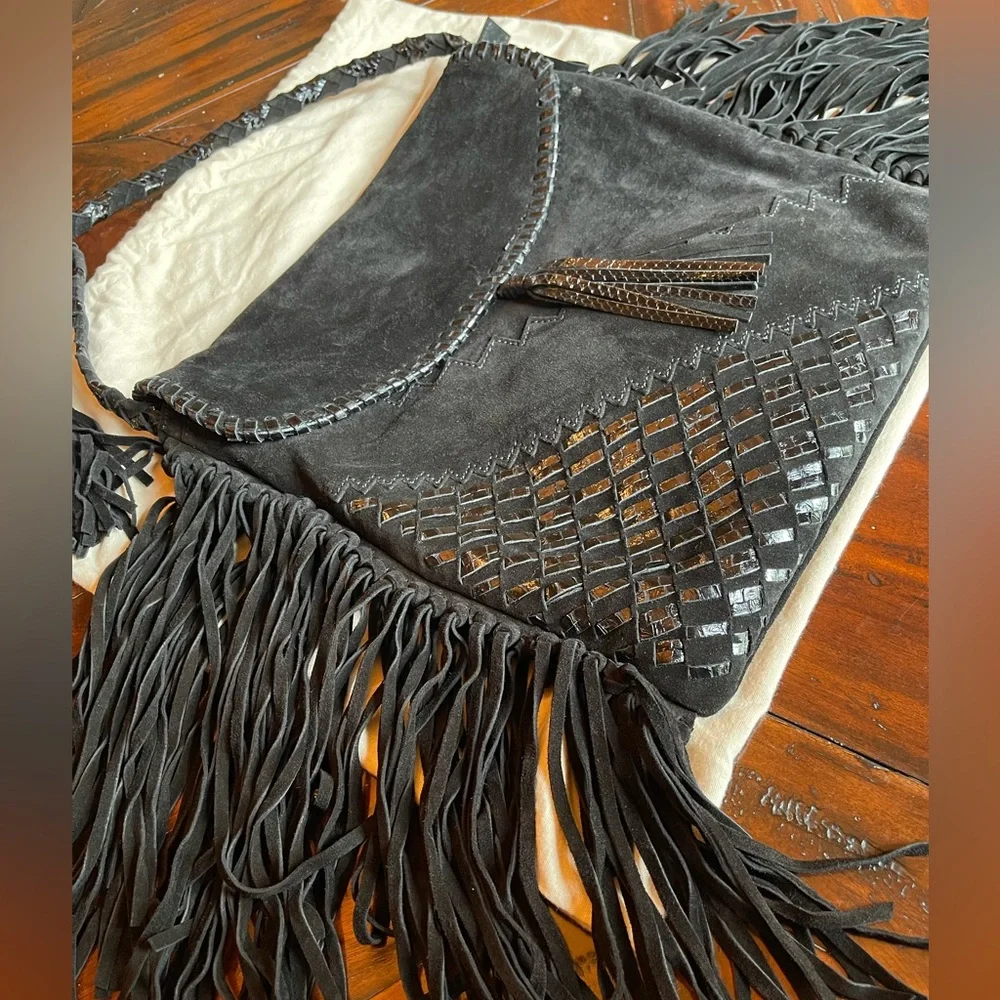 Jimmy Choo black suede fringed bag - Picture 2 of 7